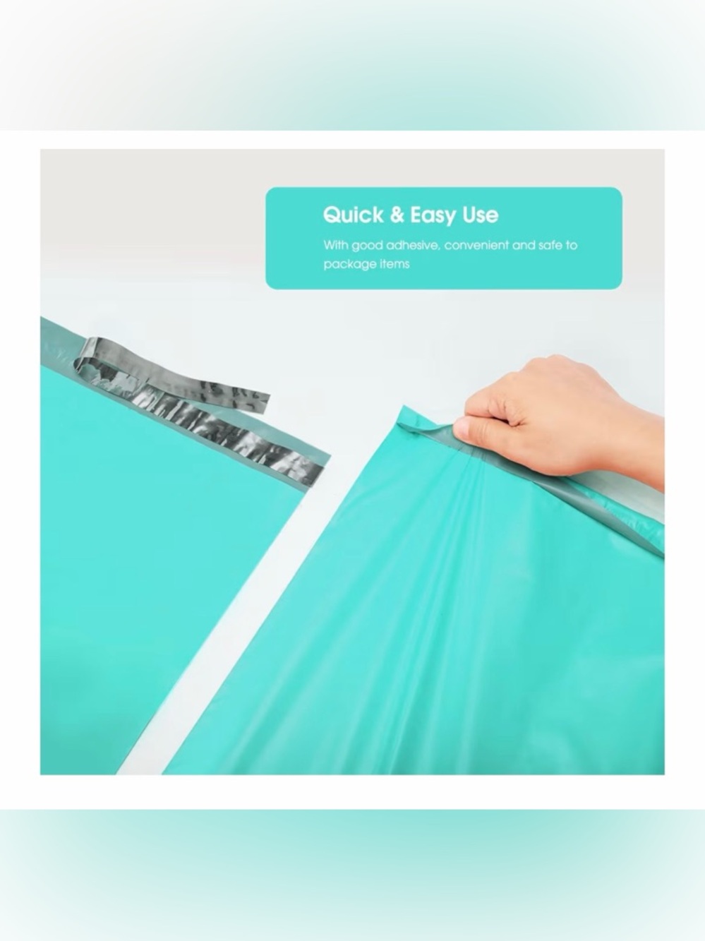 25 Teal 14.5x19 Polymailer Waterproof, Strong Adhesive - Picture 3 of 5